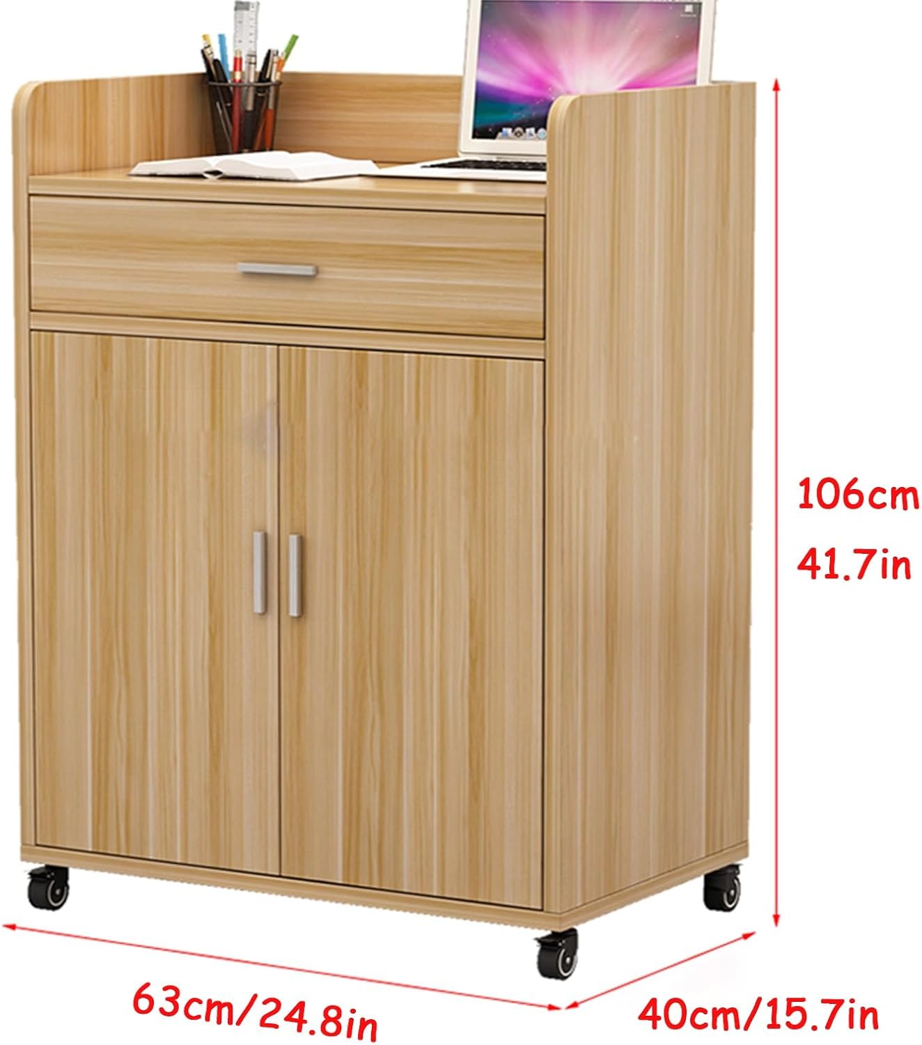 Front Reception Desk, Reception Desk with Counter, Reception Desk with Lockable Drawers, Small Reception Desk for Salon, Shop, Office