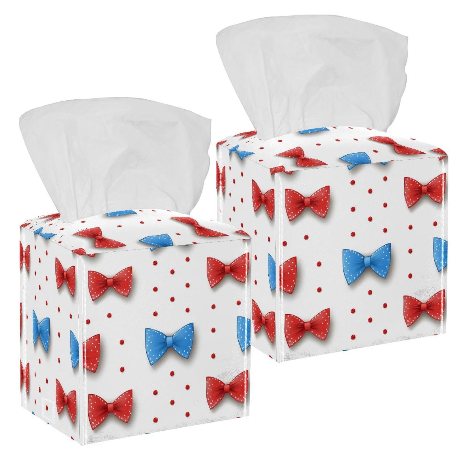 Boîte à mouchoirs en cuir avec nœud papillon pour cacher les emballages jetables