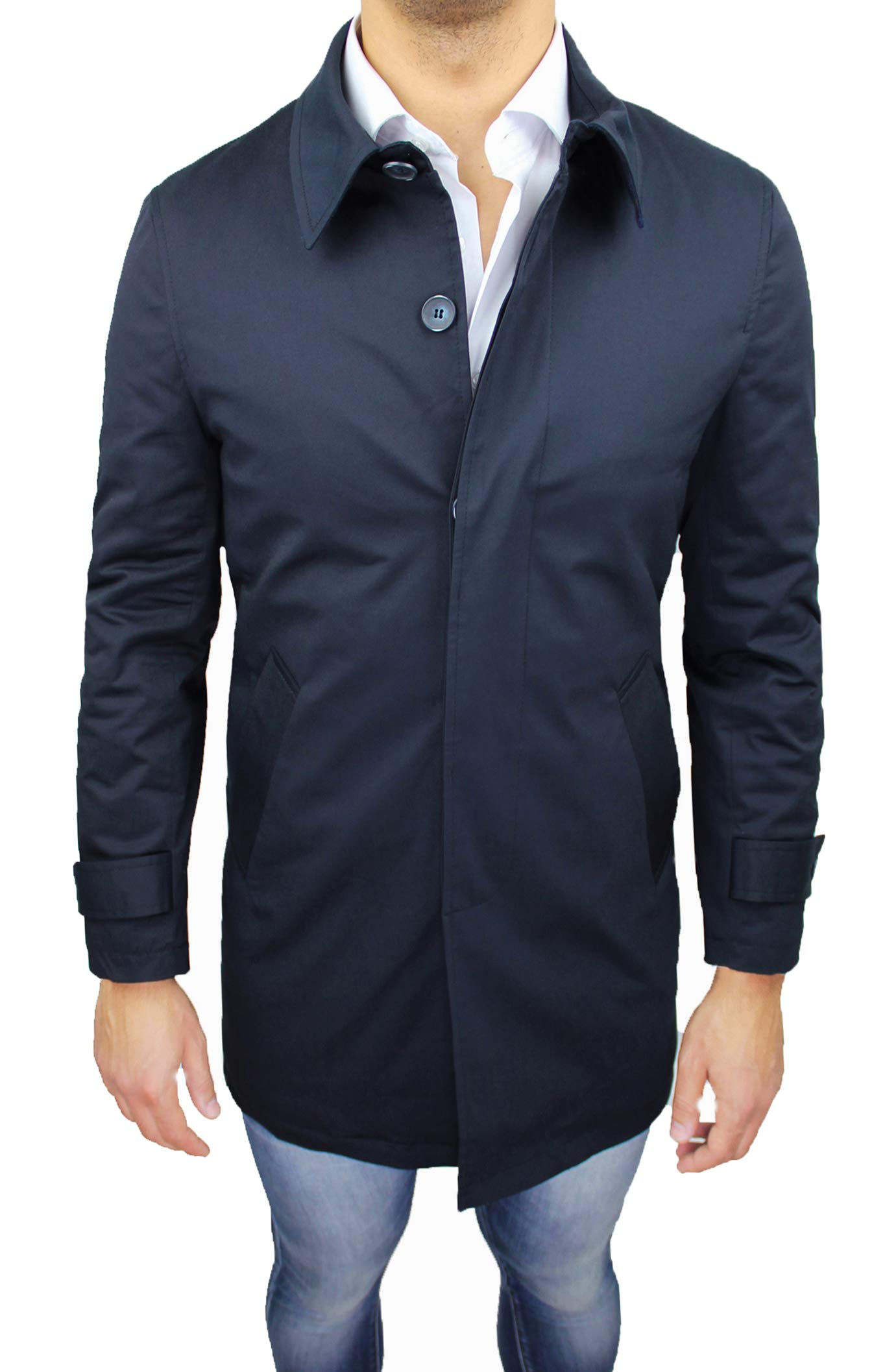 Evoga Giaccone Cappotto Uomo Sartoriale Monopetto Trench Classico Elegante