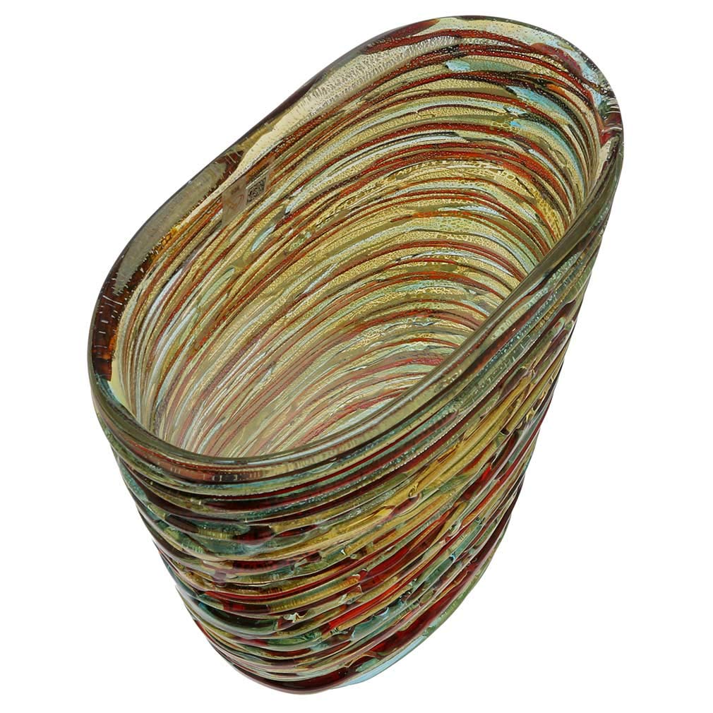 Vase ovale Ethnique battuto - racines - Verre de Murano Original OMG