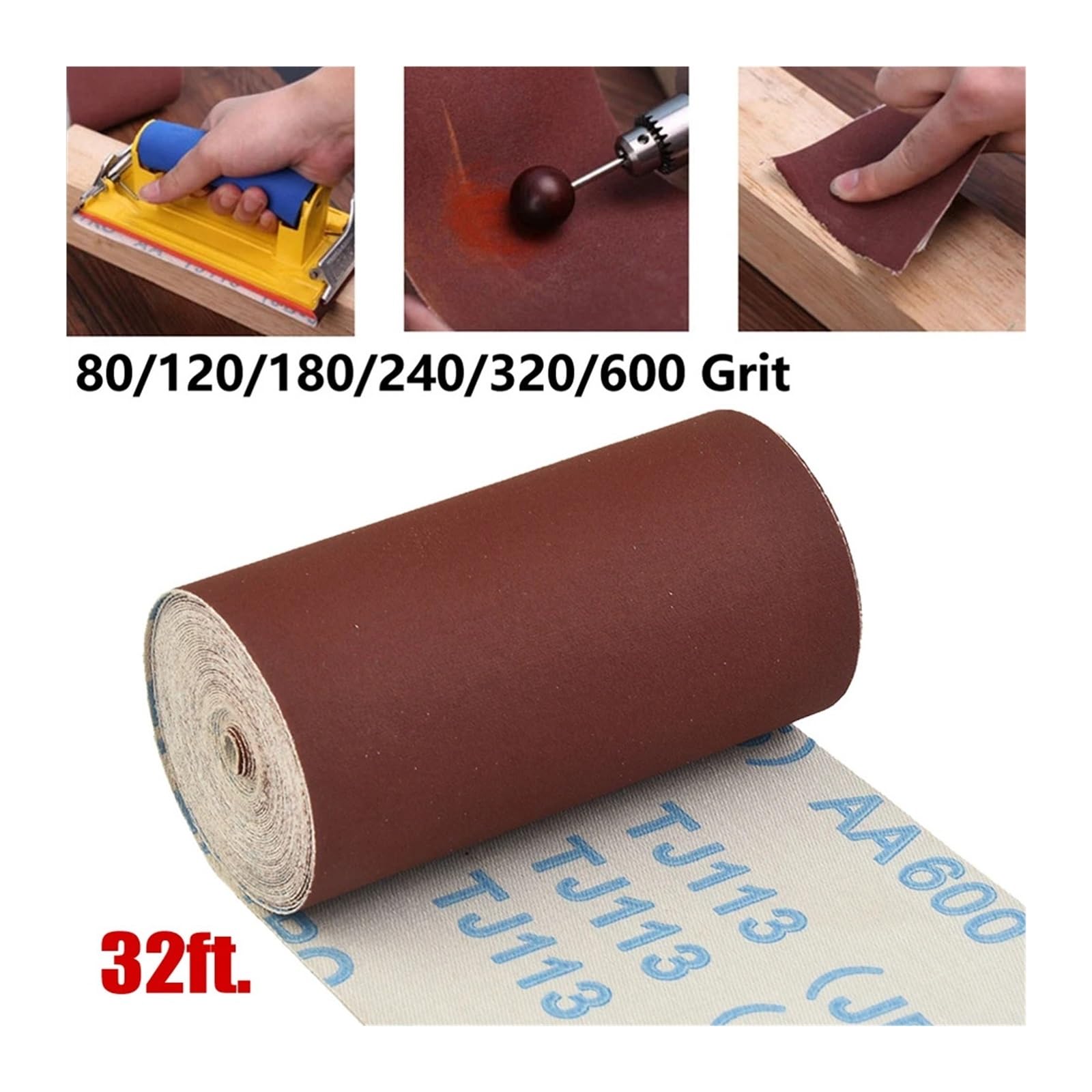 Rotolo di Carta vetrata da 10 m 80 120 180 240 320 600 Carta vetrata a Grana Tela smeriglio Carta abrasiva ad Acqua/a Secco Strumenti abrasivi(120)