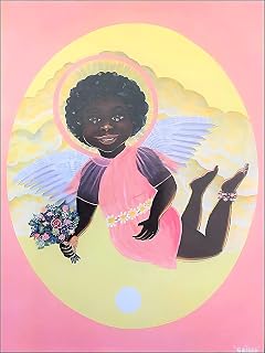 Black Art - African American Art - "Joy" from the Angels Watching Over Us series by James St. Clair - 20 x 16 inches - Positive Black Images Wall Decor - Black Religious Art - Black Art Paintings - African American Lithograph Art Prints and Posters