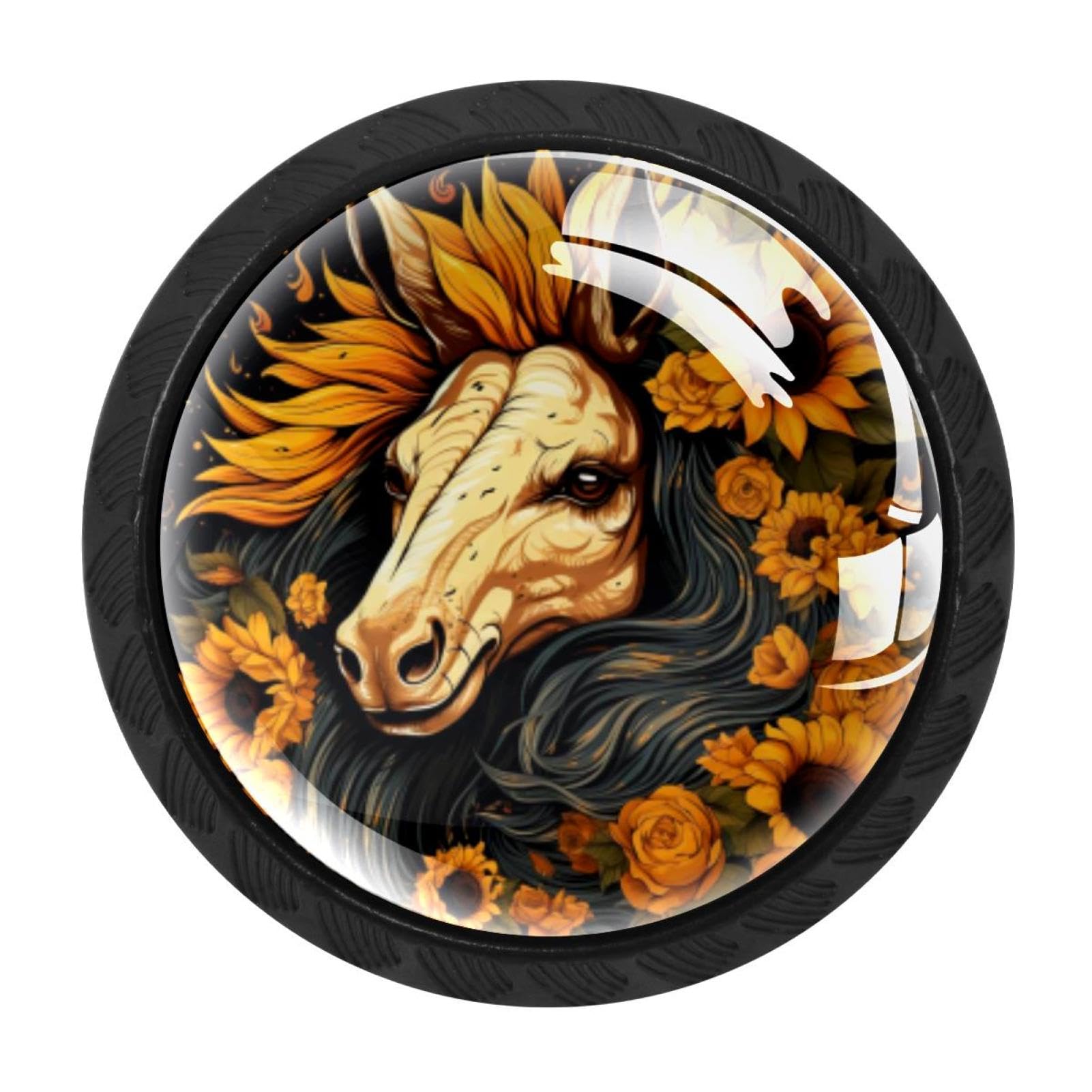 CHENZZZZ 4 PCS Unicorn Skull Sunflower Crystal Glass Cabinet Knob Drawer Pull Handle for Kitchen Cupboard Dresser Wardrobe etc