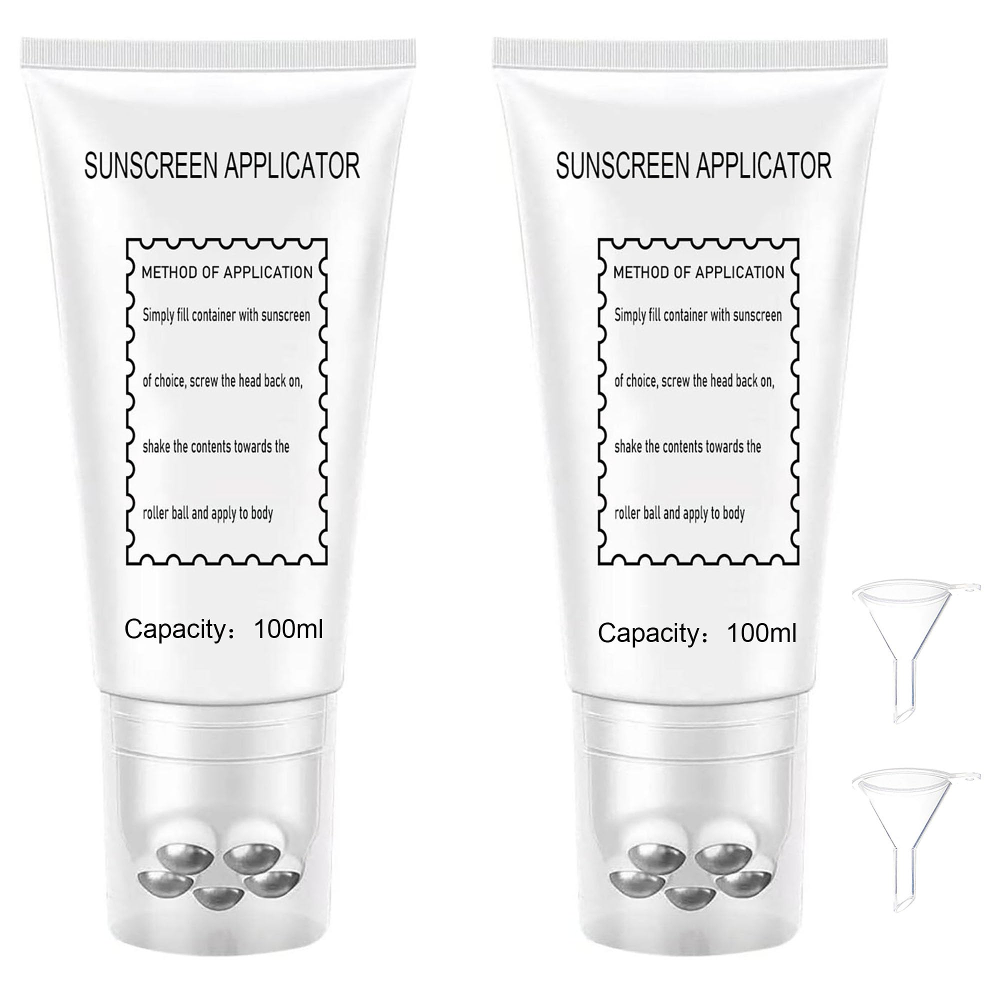 2 Pack Sunscreen Applicator for Kids,Sunscreen Roller Applicator,Refillable Roll on Sunscreen Applicator for Adults,Families Travel Size Travel Friendly for Sunscreen, Suncream and Lotions ( Color : W