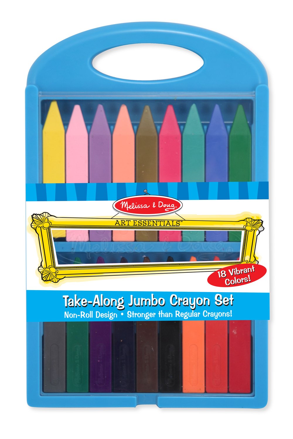 Melissa & Doug Lot De 10 Crayons De Couleur Triangulaires Géants – Anti-roulis, étui Rabattable