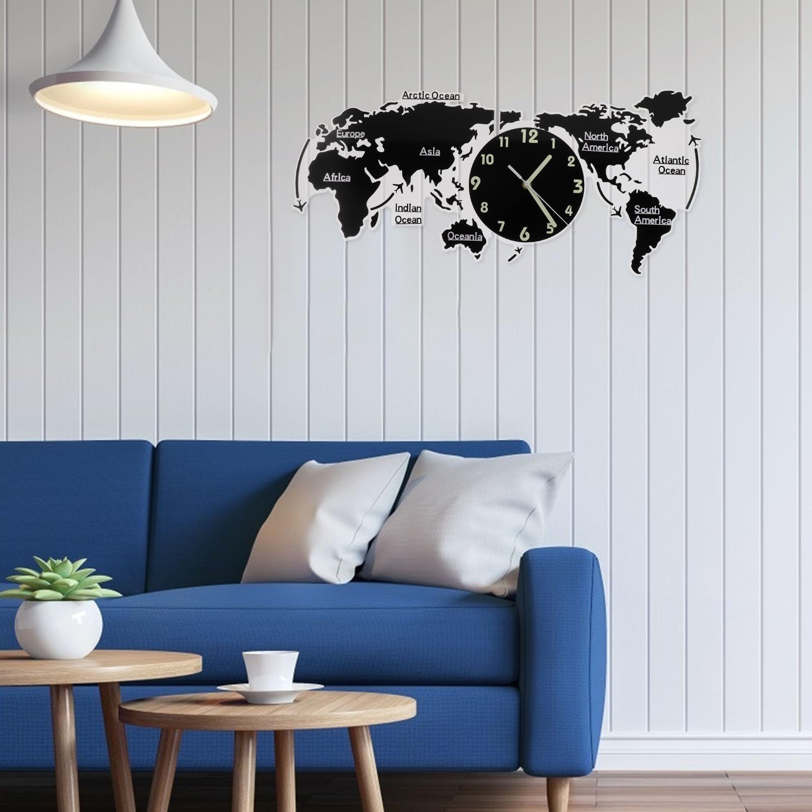 Acrilico Orologio da Parete Silenzioso con Mappa Geografica per Casa
