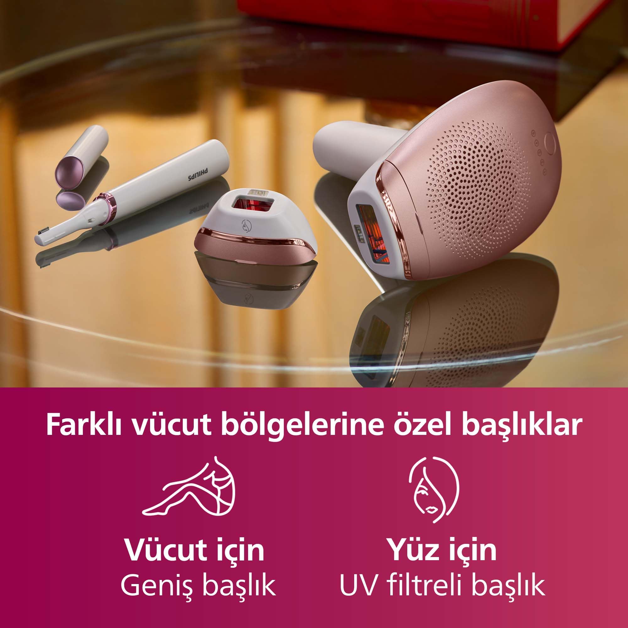 Philips Lumea BRI921/00 - Dispositivo di depilazione IPL avanzato con 2 attacchi per viso e corpo, edizione speciale Beauty con rifinitore a penna compatta satinato, con rifinitore a penna compatta