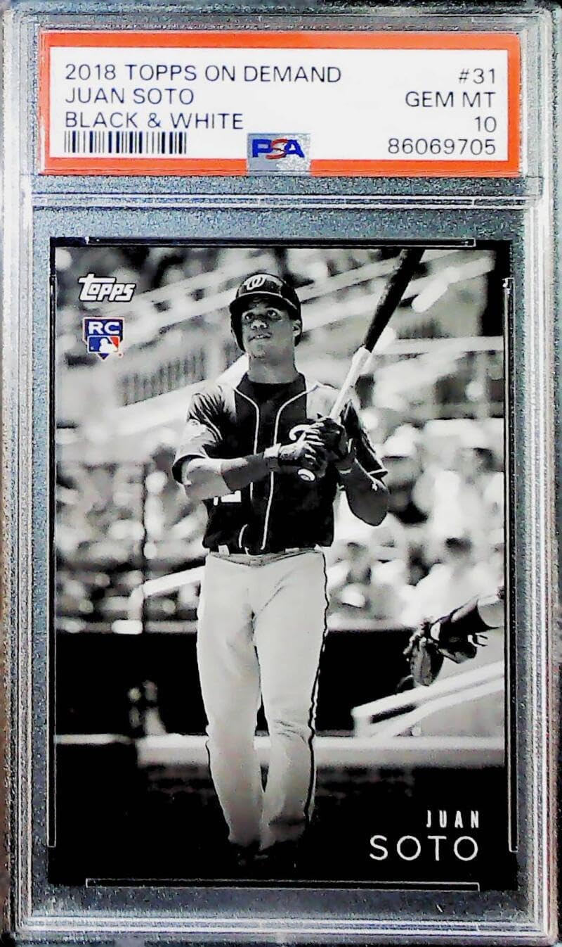 2018 Topps On Demand Black and White Baseball #31 Juan Soto RC Rookie Card Washington Nationals PSA 10 GEM MINT Serial Number May Vary