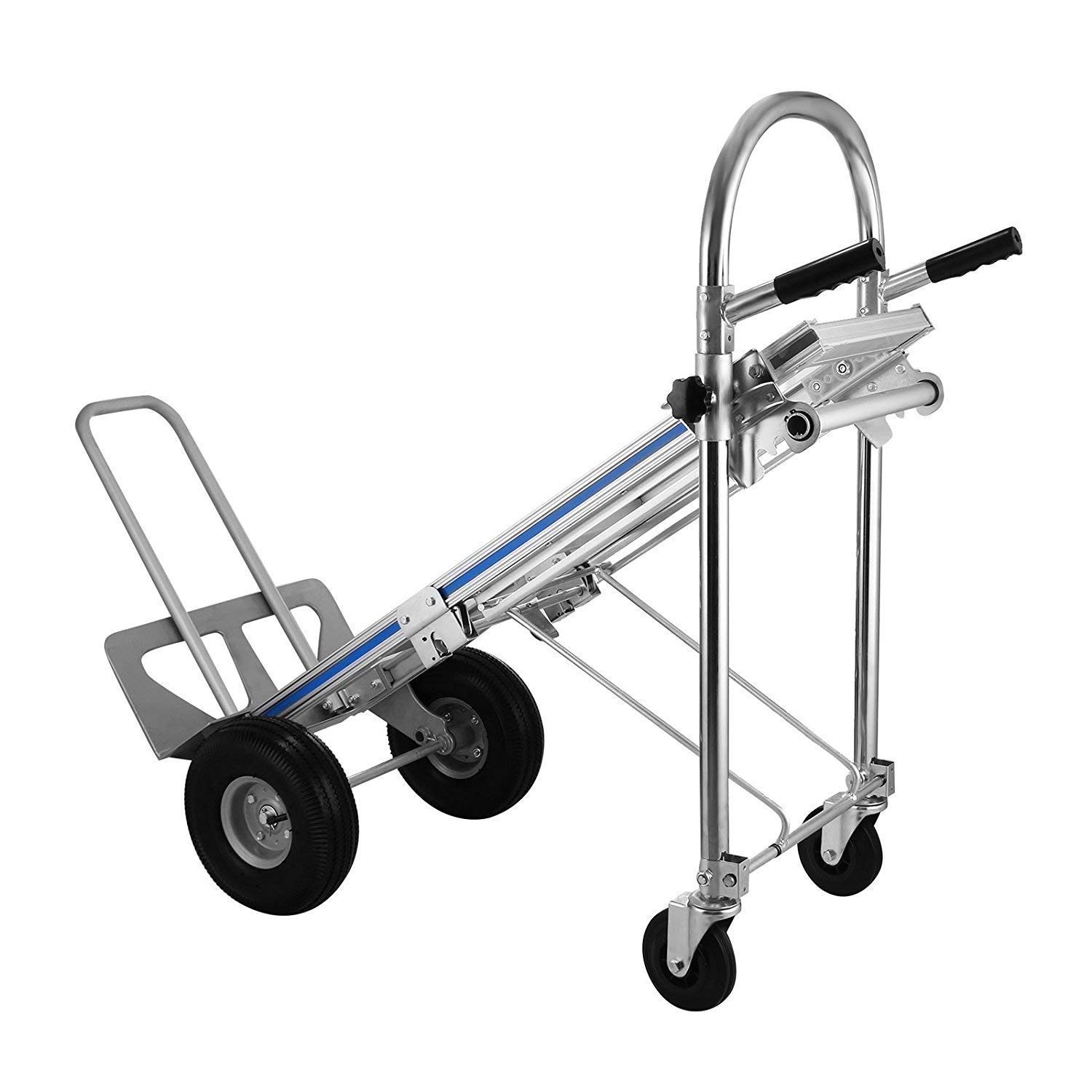 Chariot de Transport Pliable 350kg Chariot Manuel 3 en 1 Diable Multi-Usage Coulisseau d'Escalier en Aluminium 350kg Chariot avec Roues en Plastique Chariot Empilable Charge Lourd