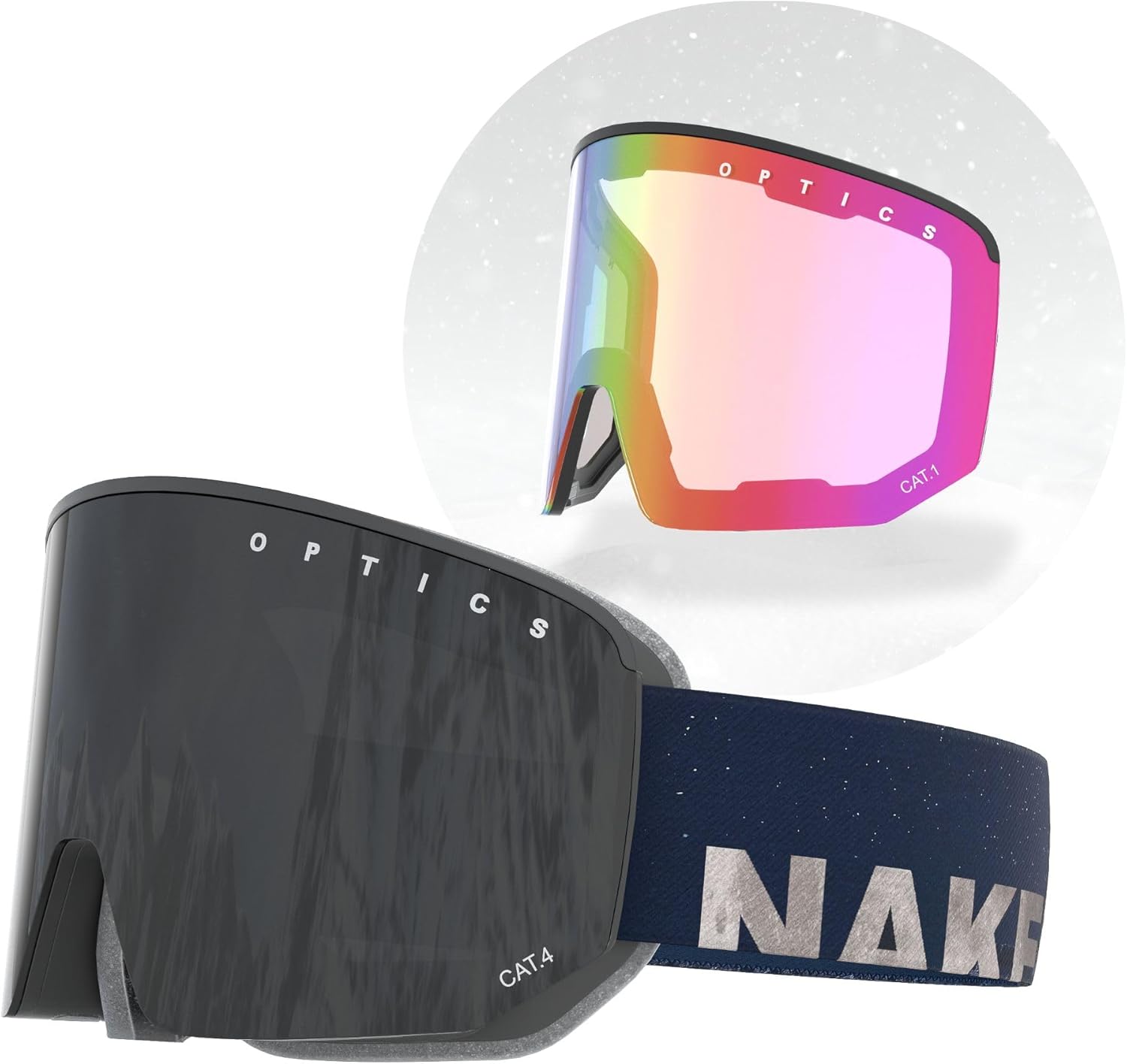 Lunettes De Ski Unisexes NAKED Optics - Verres Magnétiques Interchangeables - Anti-buée Double Verre - UV400 - Compatibles Casque
