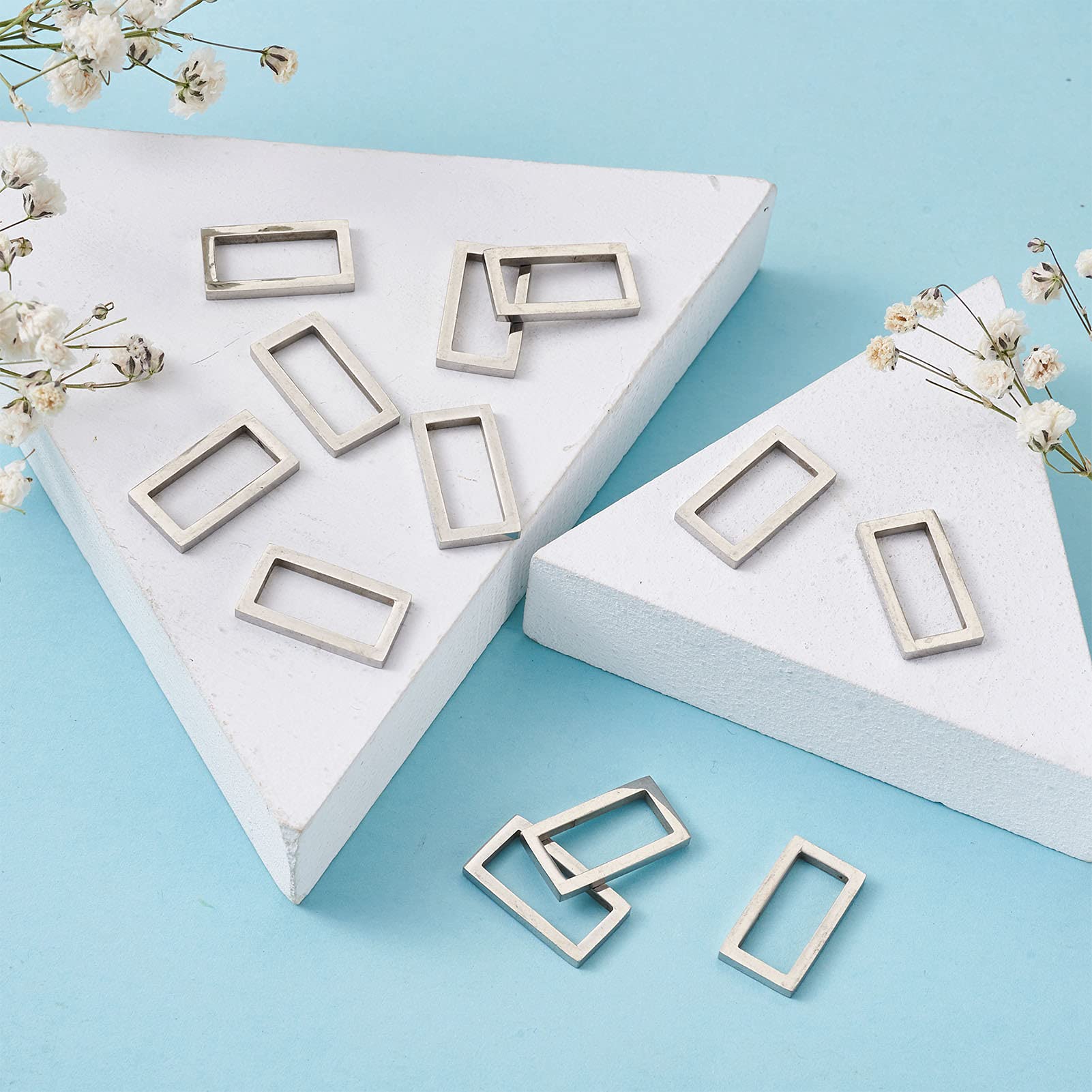 Reinscer Lot De 30 Anneaux à Ronds Perforés En Acier Inoxydable Sans Couture 4,5 Cm Avec Trou