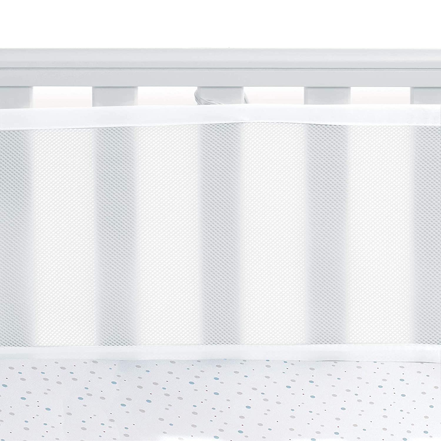 YeahBoom Babybett Leitplanke, Bettumrandung Nestchen, Atmungsaktiv Kinderbett Stoßstange, Atmungsaktive Bettumrandung, Rausfallschutz für Babybetts, Kantenschutz Baby Babybett, Mesh Babybetts