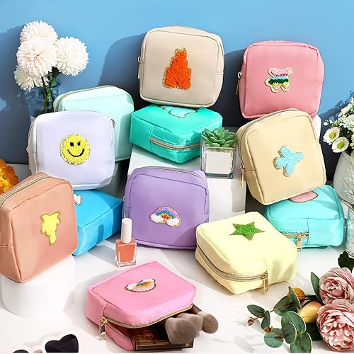 Miniatura 2 de Sumind Bolsa de maquillaje de parches de preppy a granel, bonita bolsa de regalo, bolsa de nailon para viajes, artículos de aseo cosméticos,
