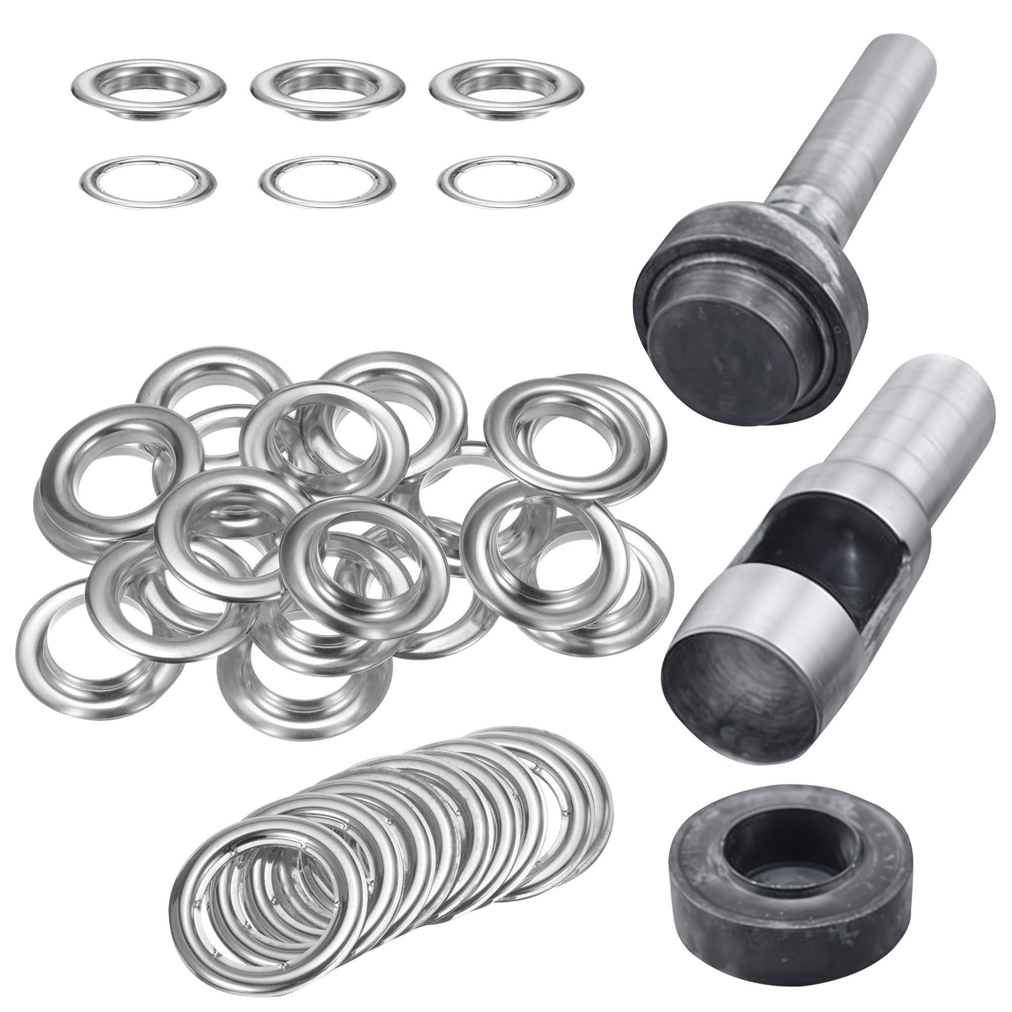 Trimming Shop Silver 10 Set 30Mm Eyelets Grommet With 3 Grommet Setting Tool Eyelet Punch Kit For Diy Leathercrafts, Tarpaulin, Vinyl Banners, Pool Covers,