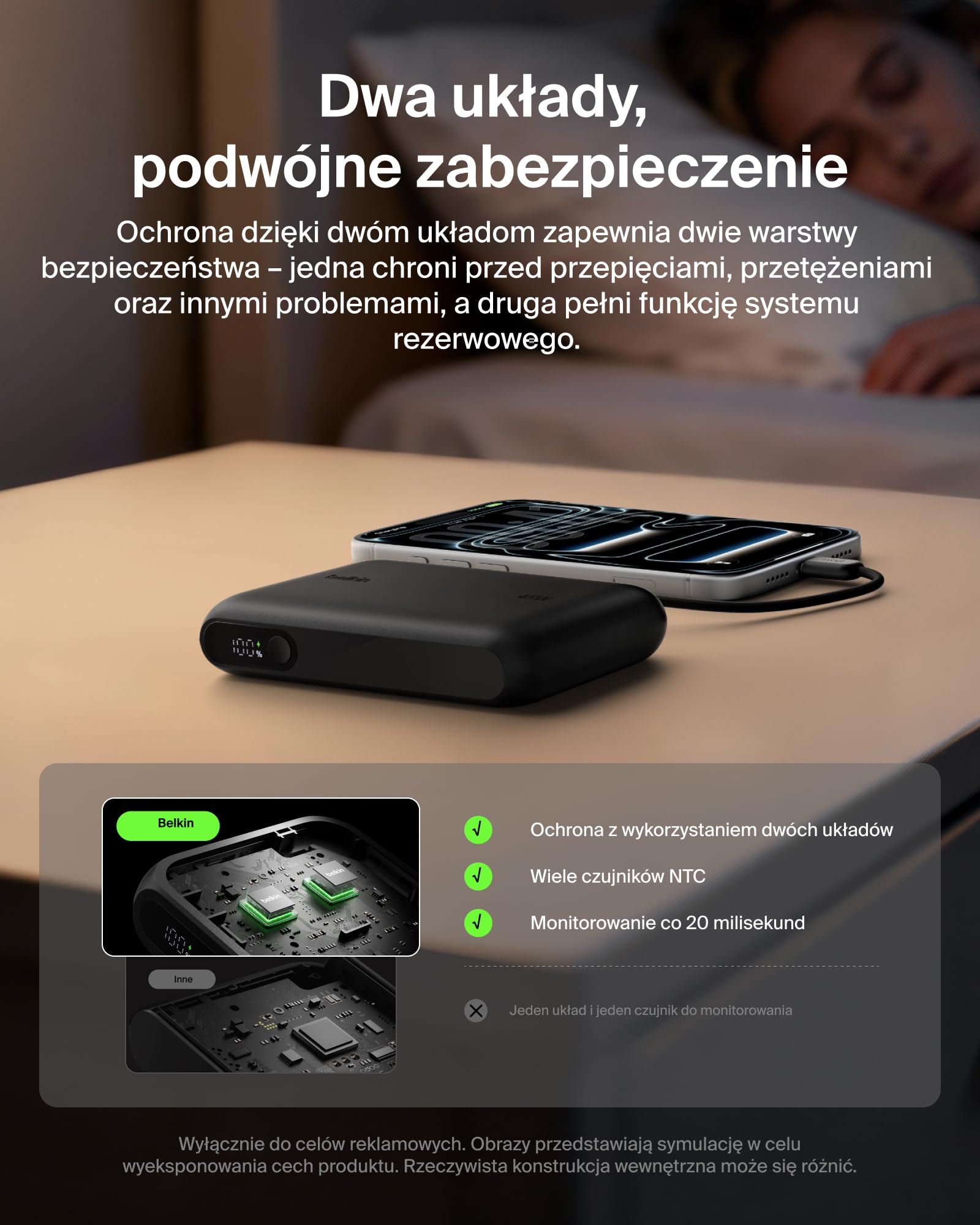 Belkin UltraCharge Powerbank 10 000 mAh, Kabel USB-C, Wyświetlacz – Czarny
