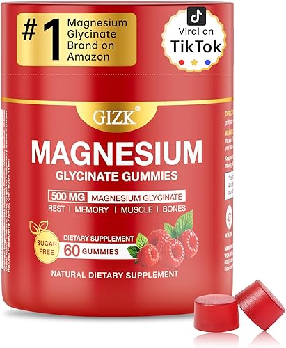 Gomitas de glicinato de magnesio de 500 mg - Gomitas de magnesio sin azúcar para dormir, estrés, apoyo muscular y nervioso - para adultos y niños