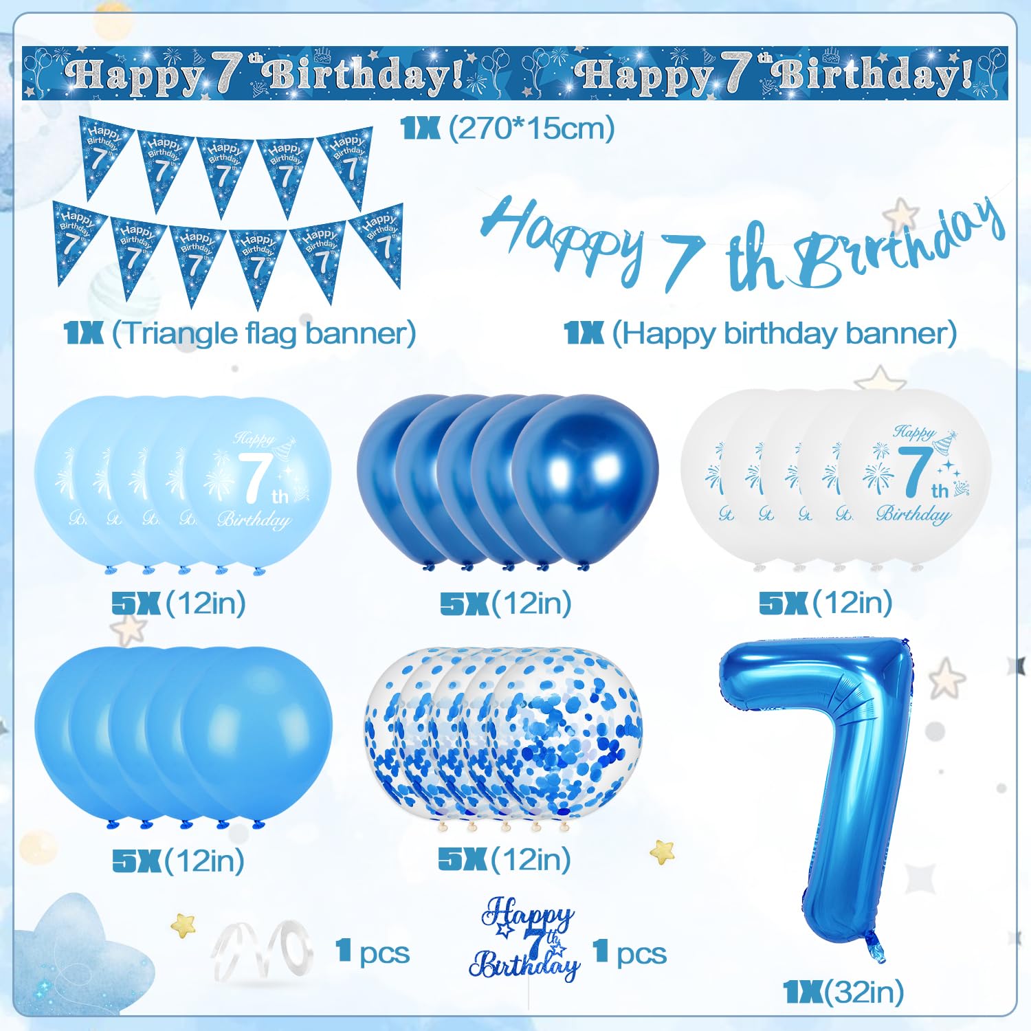 Striscione Buon Compleanno Palloncini Blu Kit Decorazioni Compleanno Bandierine Festoni Compleanno Happy Birthday Ghirlanda Compleanno Uomo Donna Bambina