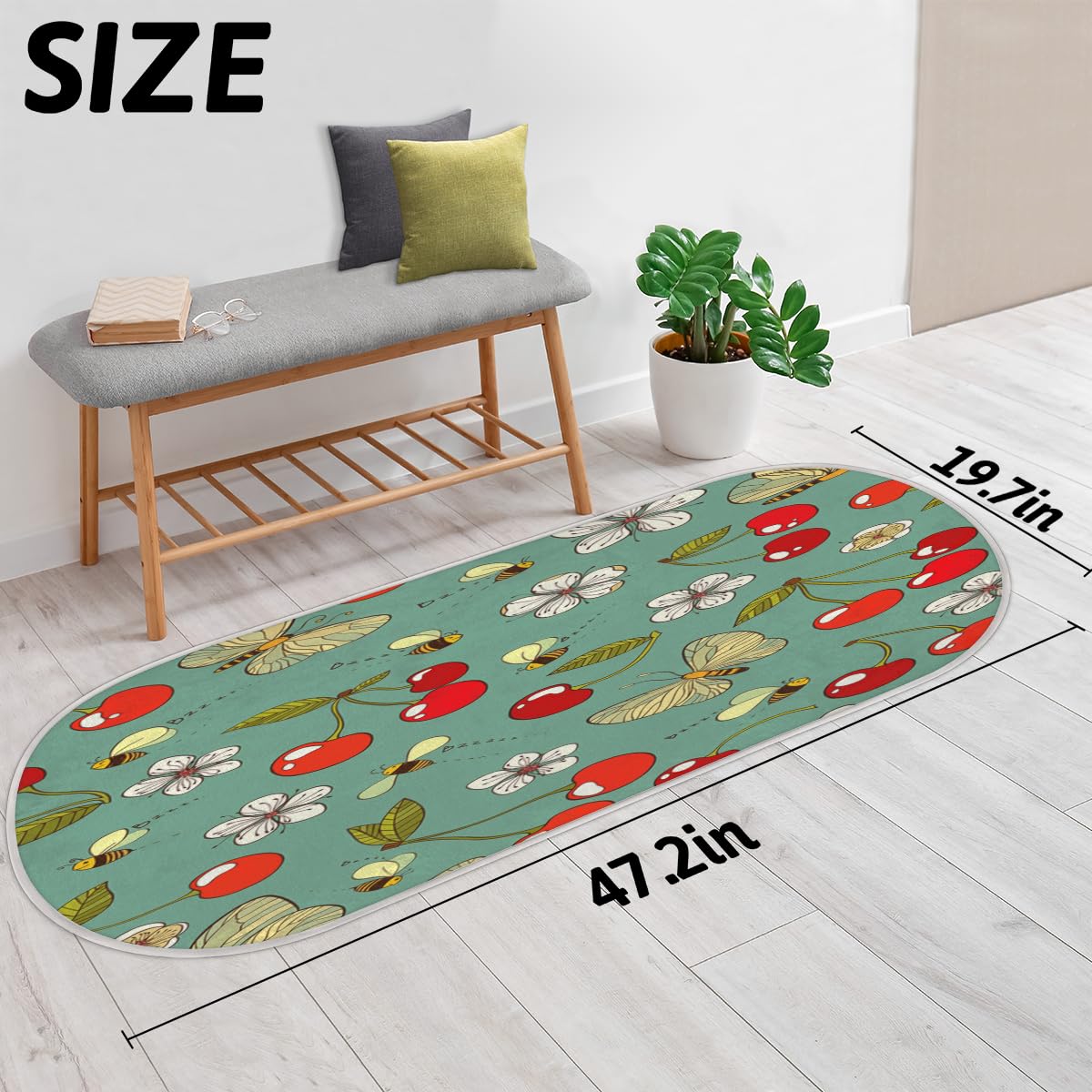 TropicalLife Uroczy kwiat wiśni dywanik mata 50 x 120 cm, wiśnia długie włosy pogrubione dywaniki do pokoju kuchni domu łazienki wewnątrz antypoślizgowa mata podłogowa dywaniki
