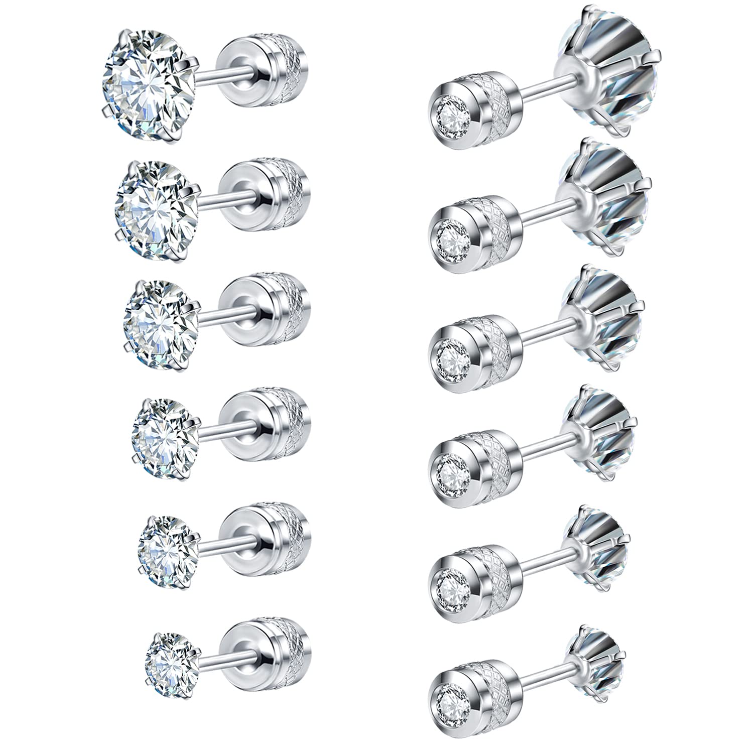 ENVYOU Flat Back Cartilage Stud Earrings Hypoallergenic Surgical Stainless Steel Screw on Back Earring Tragus Piercing Jewelry for Women