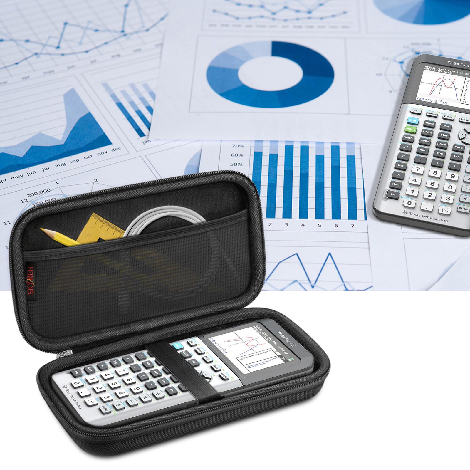 Étui de transport pour calculatrice graphique TI-84 Plus CE, étui de protection rigide en EVA résistant aux chocs pour Texas Instruments TI-84 Plus CE/TI-83 Plus CE/TI-Nspire CX II