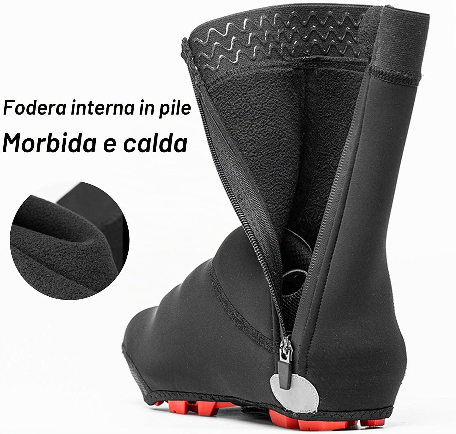 ROCKBROS Coprisacrpe da Ciclismo Invernale Impermeabile, Copri Scarpe Caldo per Bici MTB, Universale Antivento per Inverno, con Pile Interno, Uomo Donna, 3 Taglie M 41/42 L 43/44 XL 45/46