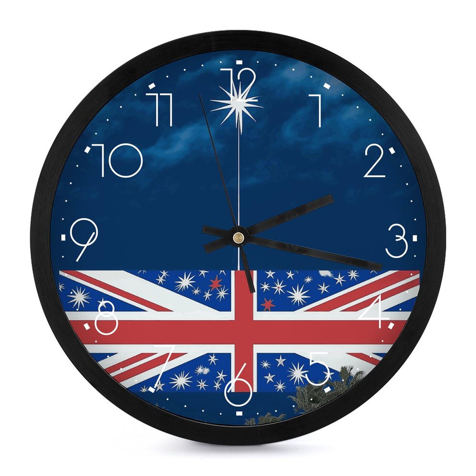 Horloge murale drapeau Nouvelle-Zélande silencieuse sans tic-tac à piles