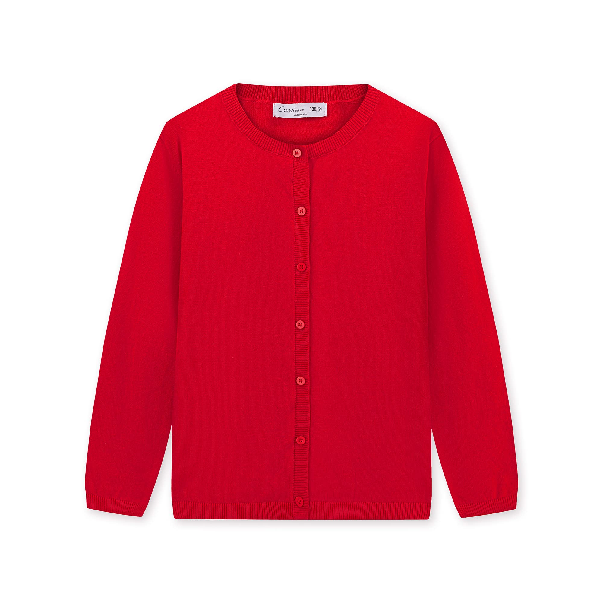 CUNYI Cárdigan para Niñas Rebeca de Punto Algodón Cuello Redondo Suéter Ligero con Botones Uniforme Escolar para Niña