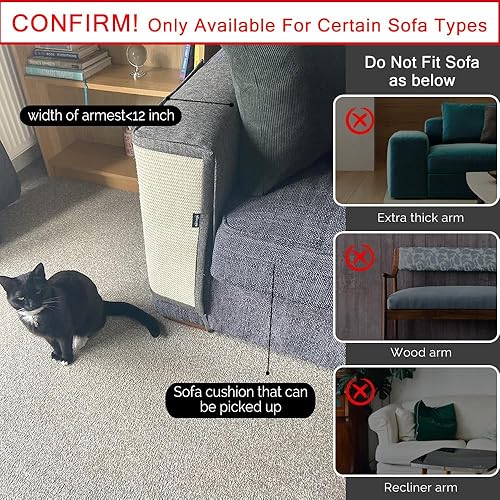 Miniatura 5 de NATUYA Protectores de muebles de gatos y gatos, cojín disuasorio de arañazos para gatos, elástico antiarañazos (gris oscuro, derecho)