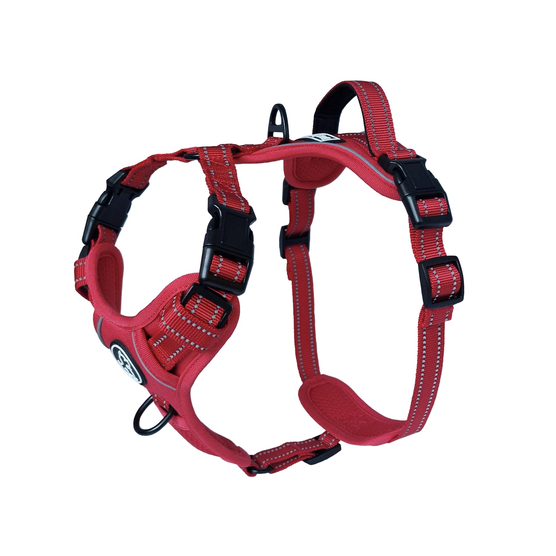 Barkridges® TruFit Freedom Dog Harness Adjustable Easy to Wear | No Pull Training | Chafing-Free | Safety Reflective | Comfortable | Handle | Small Medium Large (Red, XL)