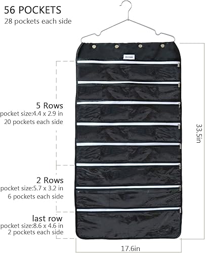 Miniatura 9 de BB Brotrade Organizador colgante de joyas, organizador de accesorios, organizador de 56 bolsillos para guardar joyas (Beige-56 bolsillos)