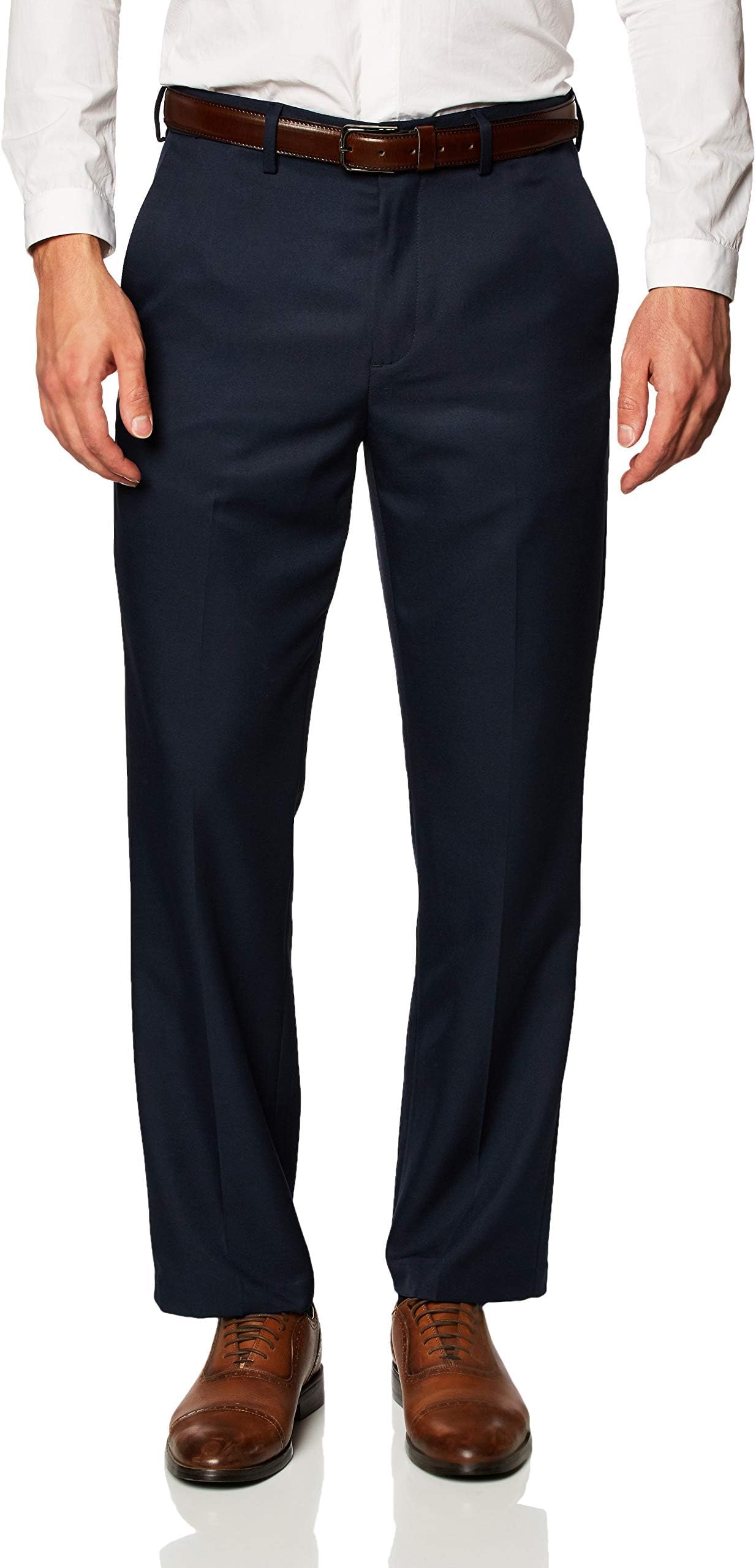 Men's Classic Fit Expandable-Waist Flat-Front Dress Suit Trouser
