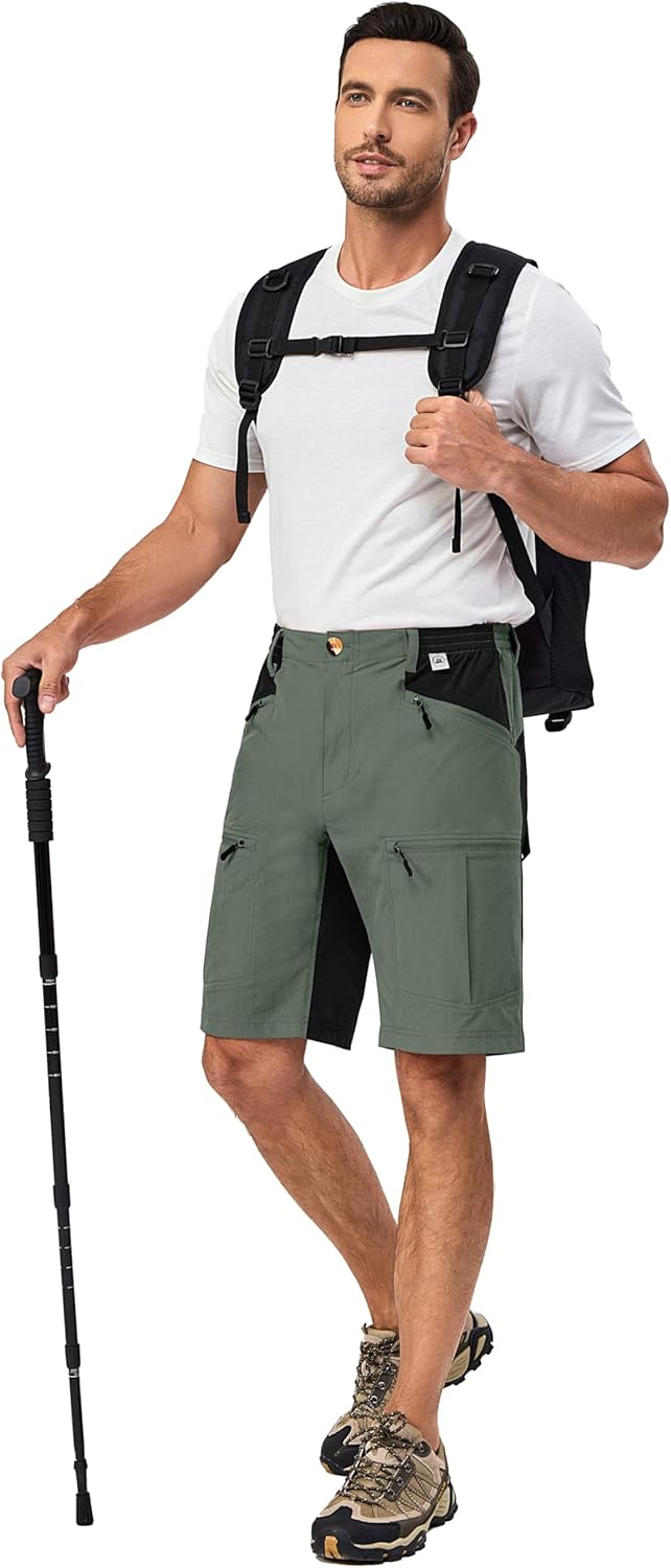Little Donkey Andy Men's Cargo Shorts Quick Dry Hiking Shorts for Men Camping Travel Golf with 4 Zipper Pockets
