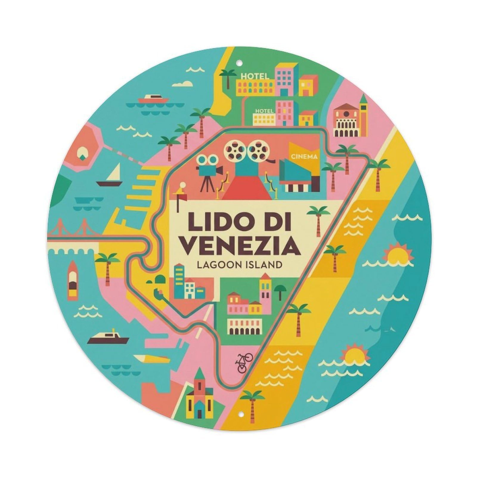 Vintage Travel Lido Di Venezia Italy Captivation Metal Tin Sign