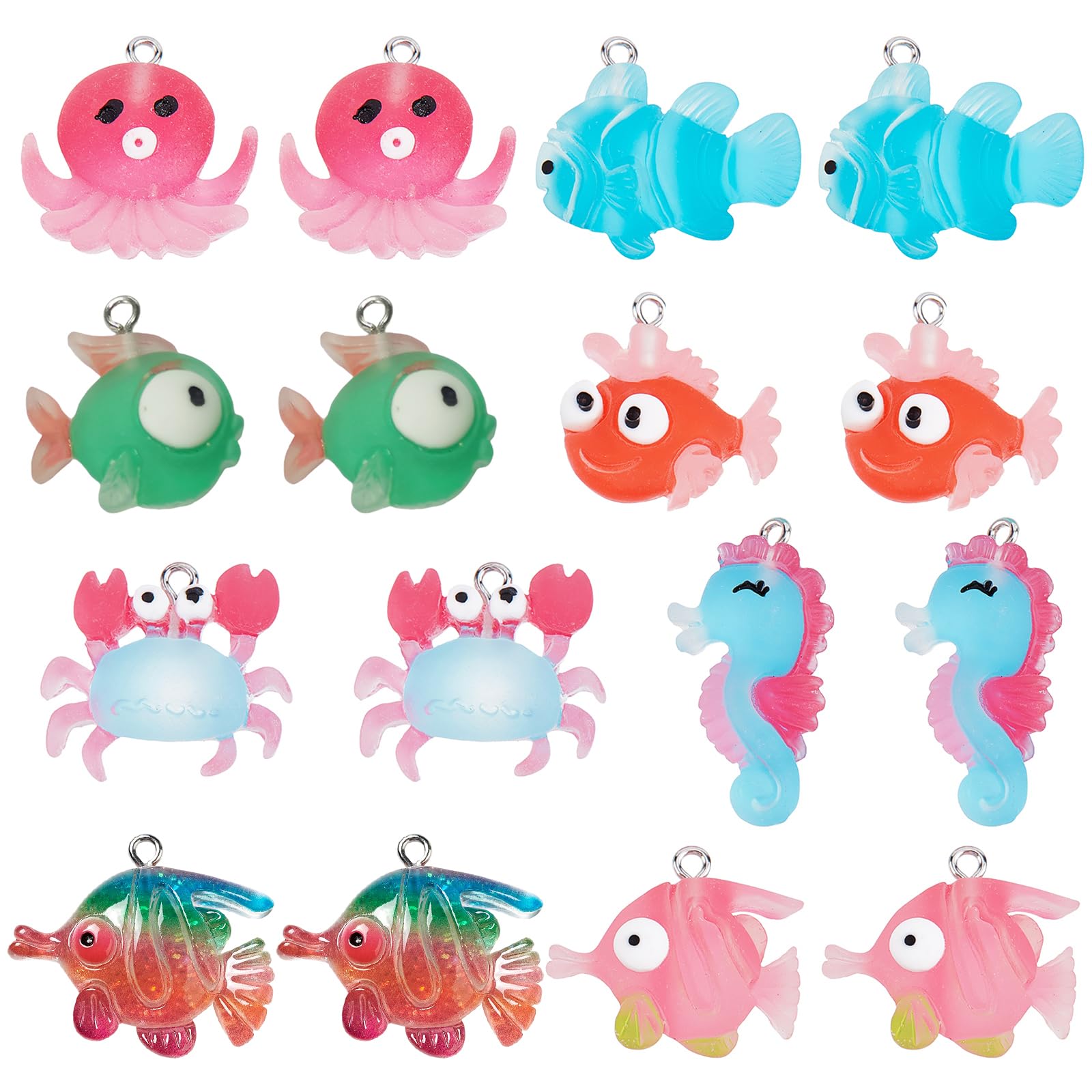 Amazon | SUNNYCLUE 32個8種 海 チャーム 魚 チャーム 動物 ペンダント