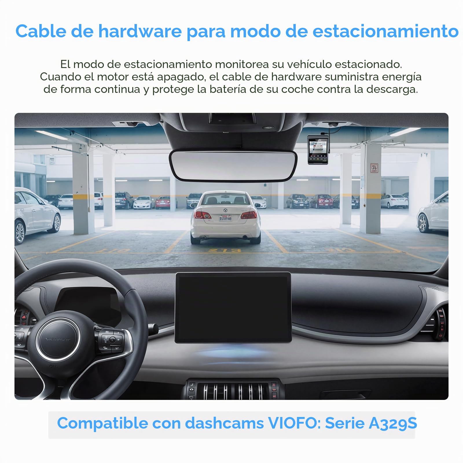Cable de conexión Directa VIOFO Type-C HK6 Acc para la Serie A329S / A119M Pro, Compatible con el Modo de estacionamiento híbrido, visualización automática del Voltaje y bajo Consumo de energía