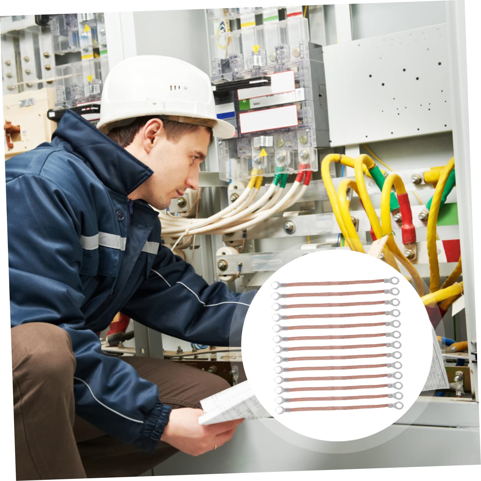 200 Pcs Copper Braided Ground Strap Cable Straps Braided Copper Cable Grounding Wire Ground Wire Copper Wire Ground Wire Braided Cable Wire Wire Straps Braided Wire