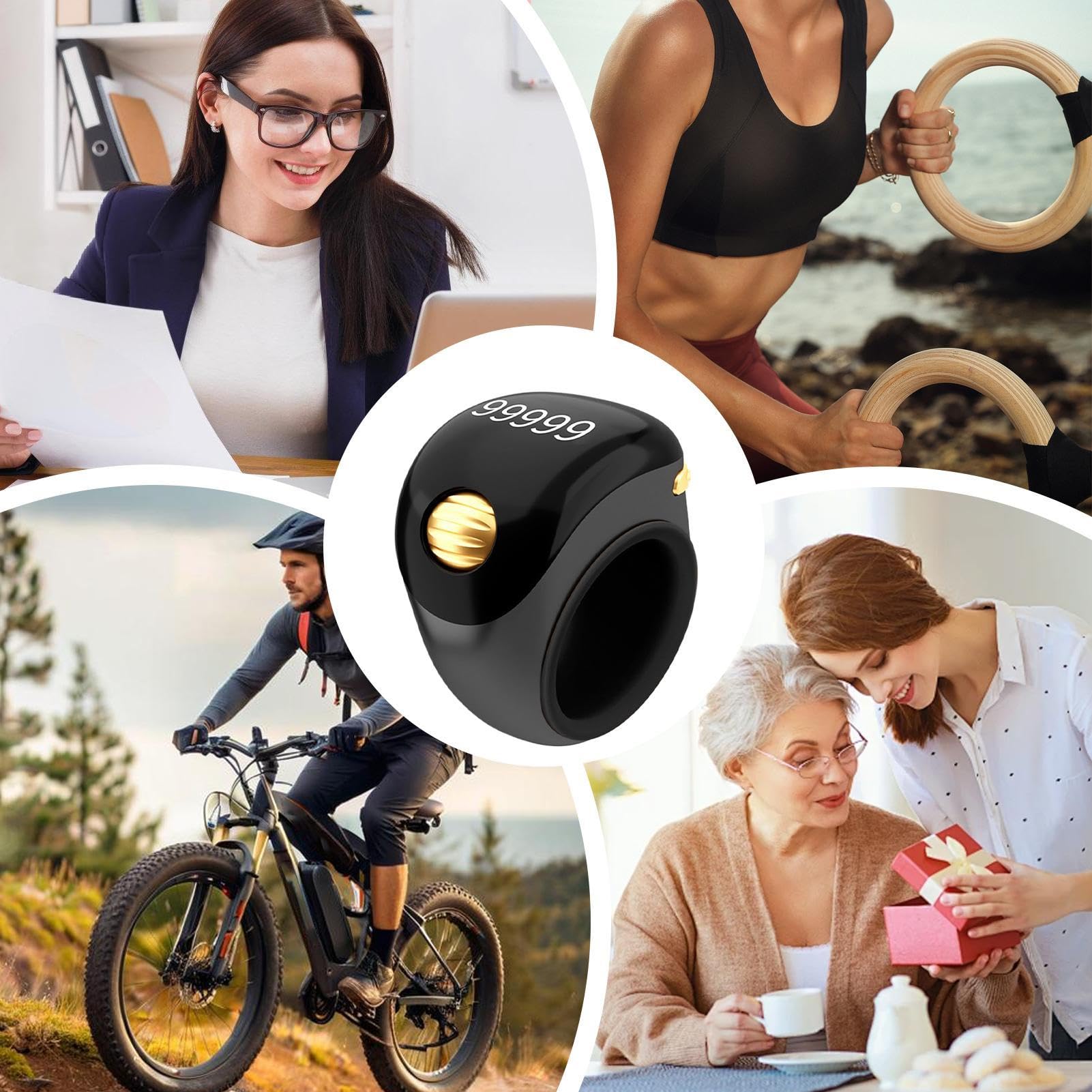 Fingerzähler, Finger Counter Clicker, 5 Ziffern Finger Counter Clicker Ring mit elektronischem Display, Tragbares Gebetszählwerkzeug, rotierende Digitale Tasbeeh für Meditation, Entspannung,