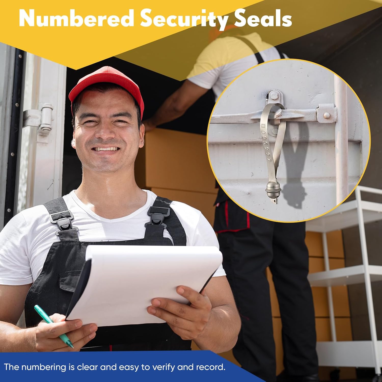 500 Pack Metal Truck Trailer Seals, 8.4" Tamper Evident Steel Security Seals with Sequential Numbering for Containers Trailers Cargo, Tinplate Round Head