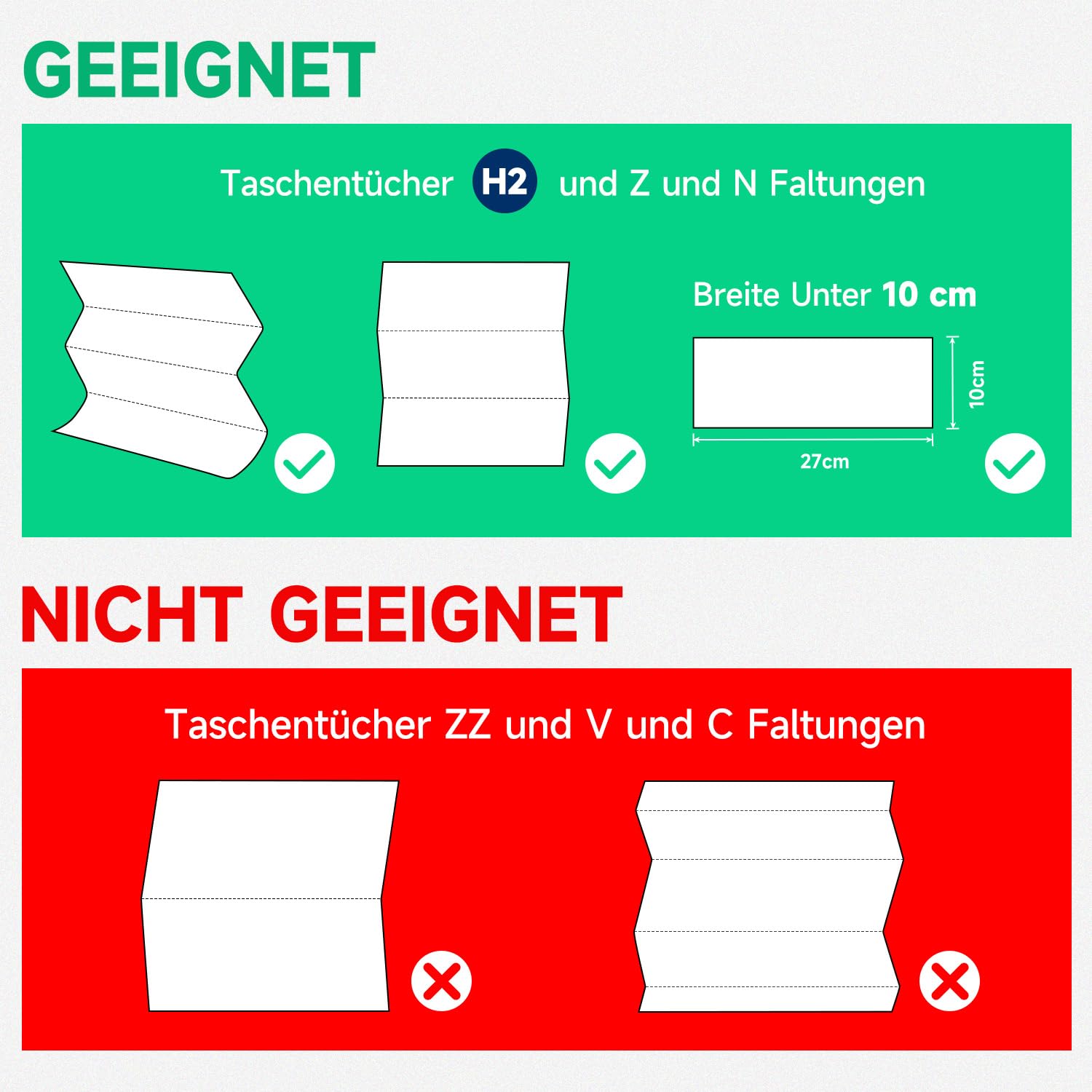 AIKE 400 Blatt Papierhandtuchspender Commercial Edelstahl Wandmontage mit Schloss AK5181 (H2 und Z/N-Falt gefaltet Größe 27 x 10 cm oder Kleiner)