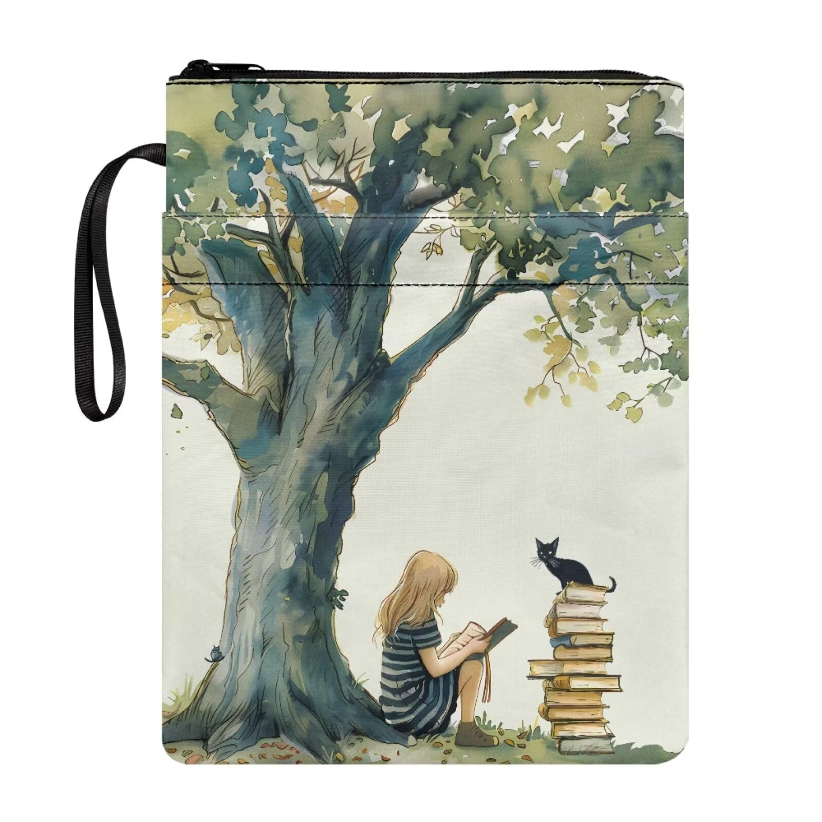 Binienty Cartoon Girl Books Book Sleeve Pouch for Paperback Bible Cover Bag for Women Men Reusable Book Covers for Students Teacher Back to School Supplies