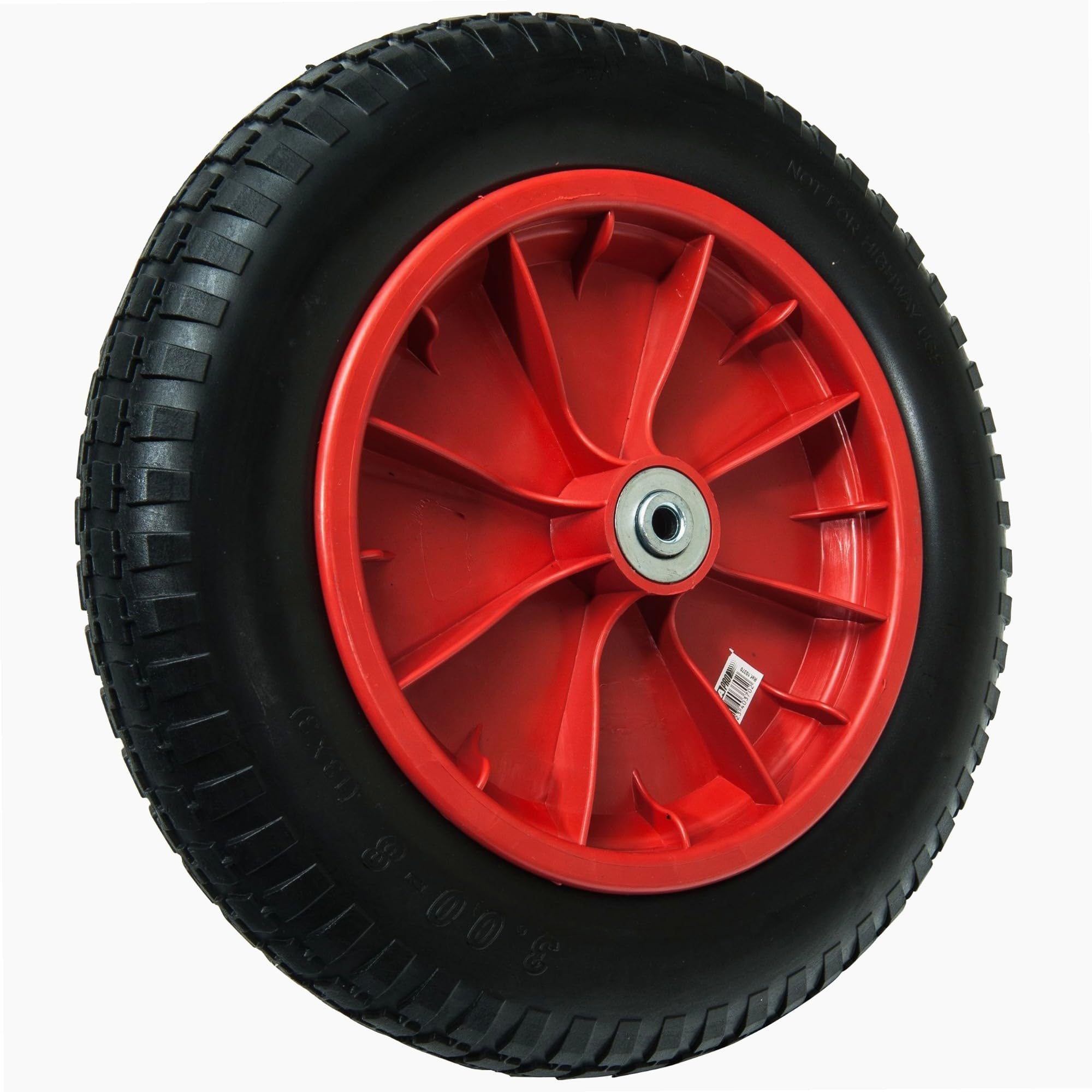 WERKA PRO Roue Increvable 13'' 330 x 85 mm - Alésage 10 mm - Jante Rouge - Roulements à Billes - Pour Diables, Chariots et Remorques de Jardin - Bande de Roulement Parallèle - 1,37 kg