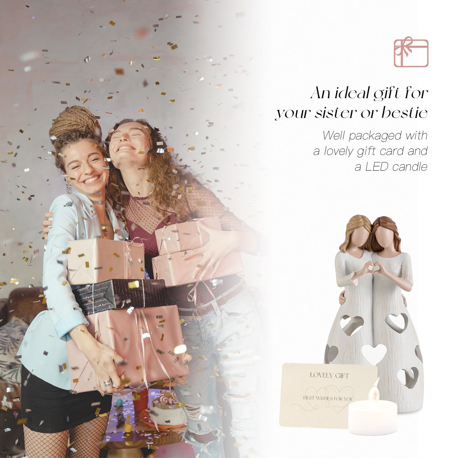 Candeldo 【Schwester Geburtstagsgeschenke für Frauen】 Einzigartige Wohnkultur bedeutungsvolle Geschenkideen für Bestie Kerzenhalter Figur