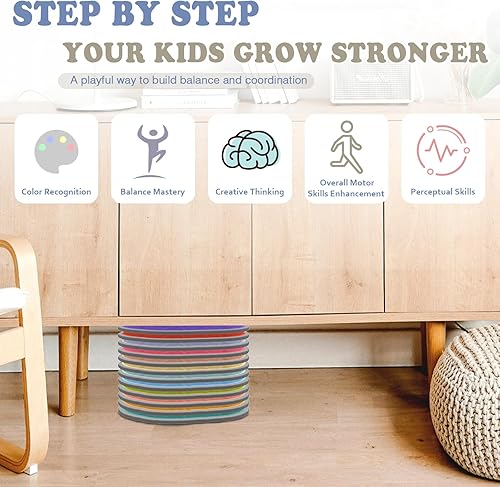 Miniatura 5 de Piedras de paso para niños, 12 piedras de equilibrio para niños pequeños, juguetes sensoriales antideslizantes para carreras de obstáculos para