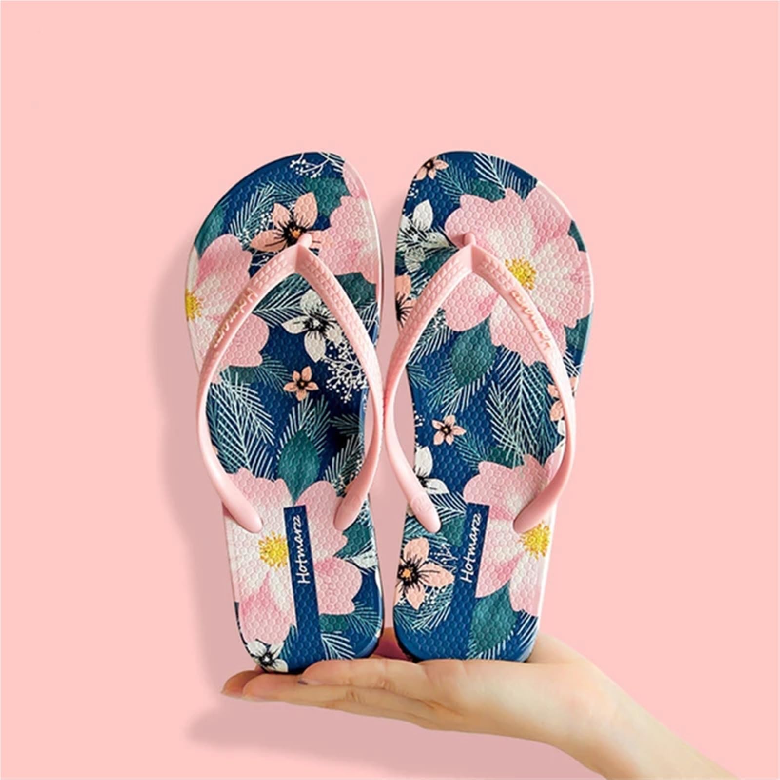 Infradito da donna Ciabatte infradito da donna estive comode spiaggia con stampa floreale, in PVC, ad asciugatura rapida, piscina