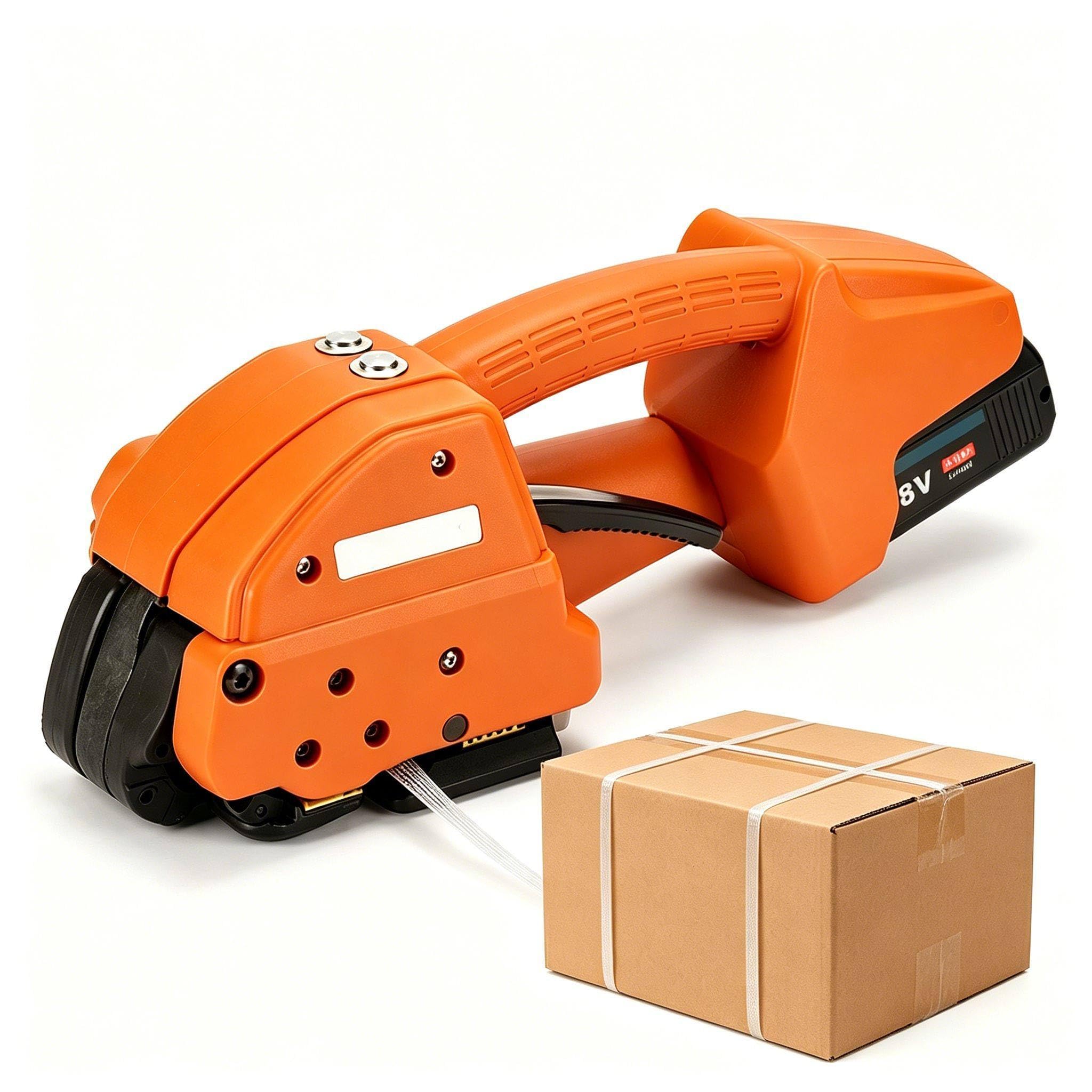 richigblosmum One-Touch Electric Strapping Machine, Portable Banding Tool for PET/PP Strap, Full-Auto Handheld Banding Tool for Pallets, Cartons, Crates and Factory Packing Q2L