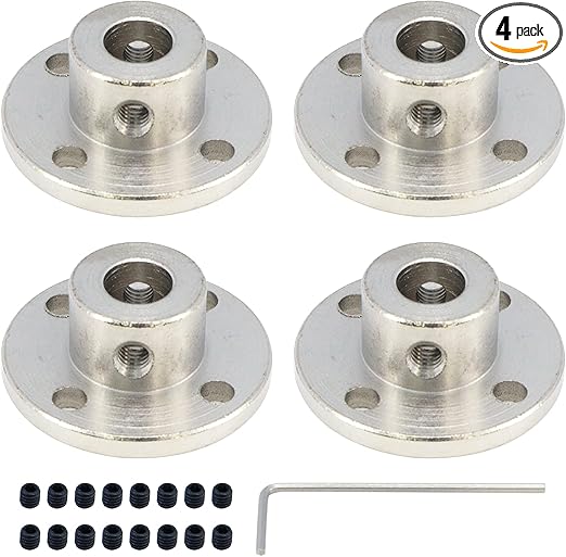 4Pcs 8mm Rigid Flange Shaft Coupling Motor Guide Shaft Coupler Connector with Set Screws & Wrench
