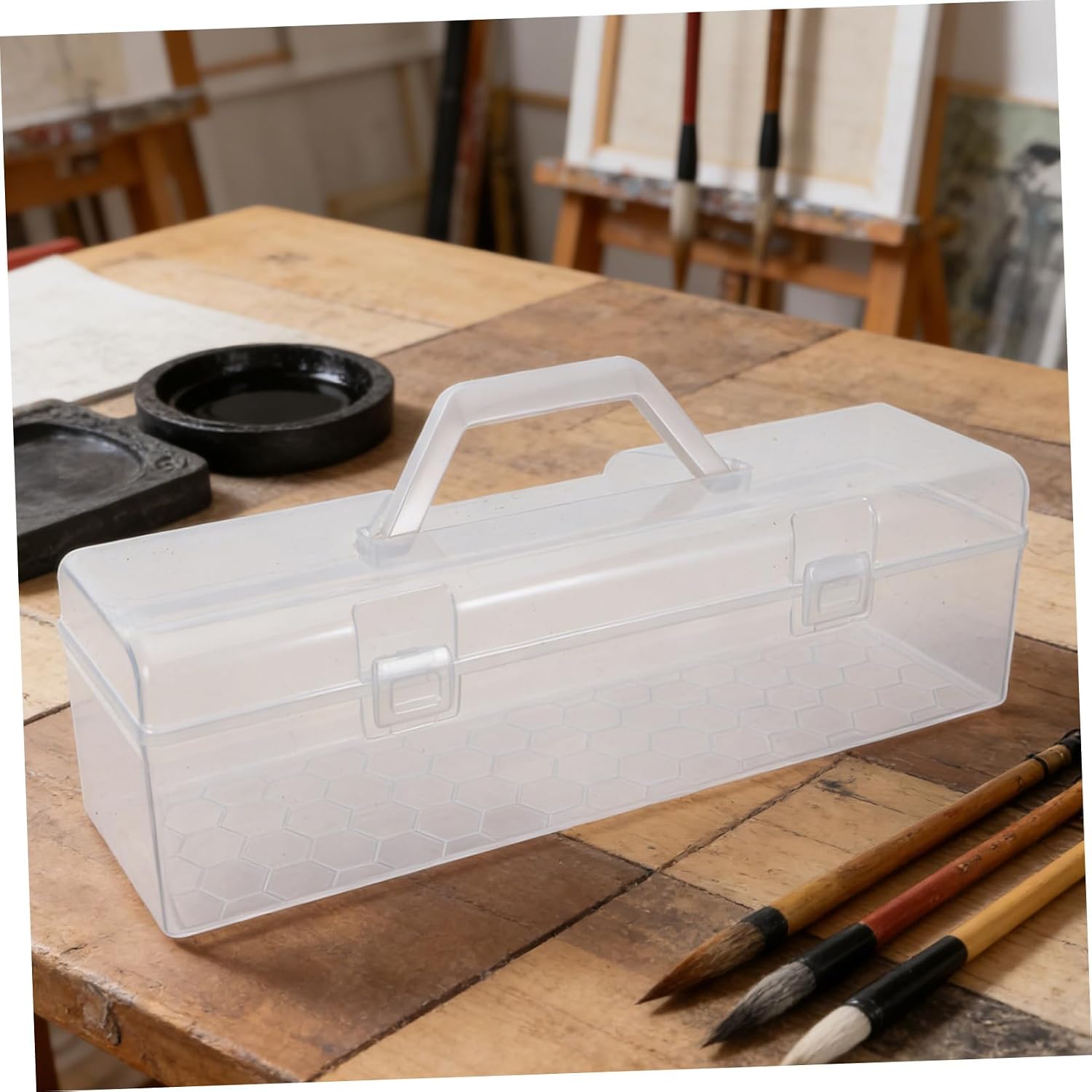 Portable Storage Box with Handle, 2 Pack Thick Plastic
