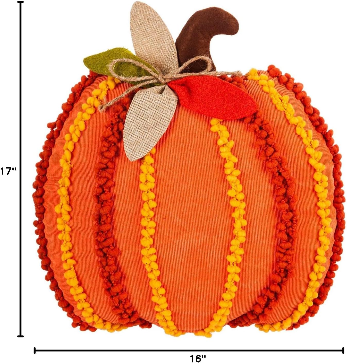 Cypress Home Beautiful Thanksgiving Fall Pumpkin Shaped Comfortable Pillow - 16 x 4 x 17 Inches Indoor/Outdoor Decoration for Homes, Yards and Gardens