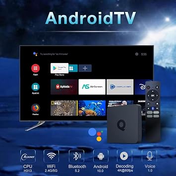 Android TV Box TV Box Android 10.0 2GB RAM 16GB ROM H313 Quadcore Cortex-A53 يدعم WiFi 2.4/5.0GHz BT5.2 HDR10.0 3D 4K 1080P Android Box