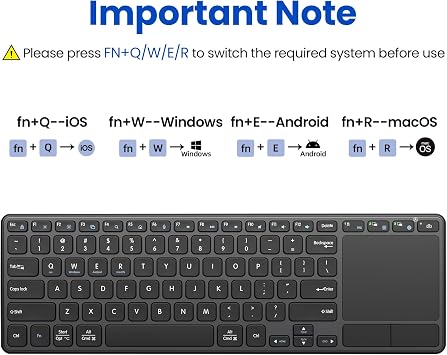 Rechargeable Wireless Keyboard with Touchpad-QWERTY